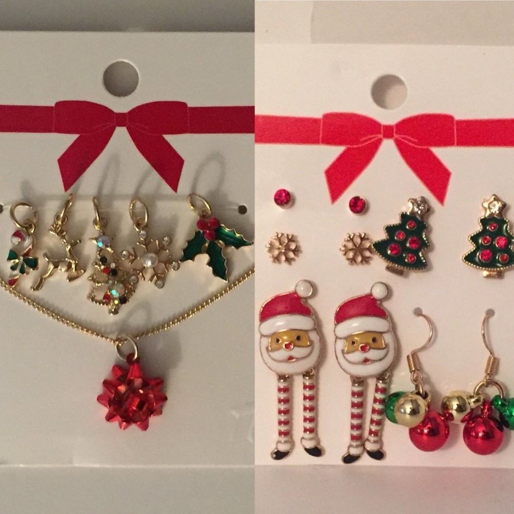 Xmas Earrings, Necklace, Pendants Holiday Charms